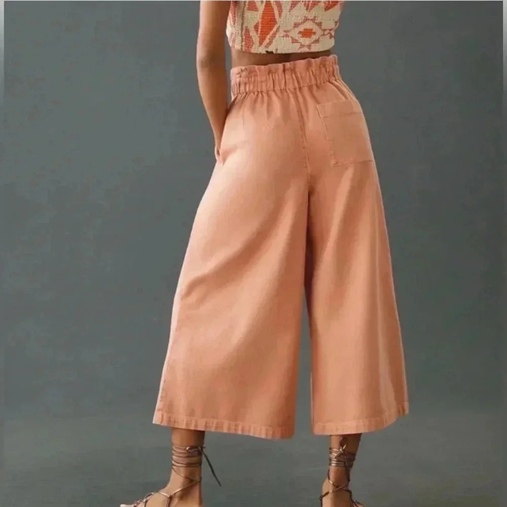 Anthropologie Pilcro High-Rise Cropped Paperbag Jeans in Peach, NWT, size XL - Picture 2 of 9